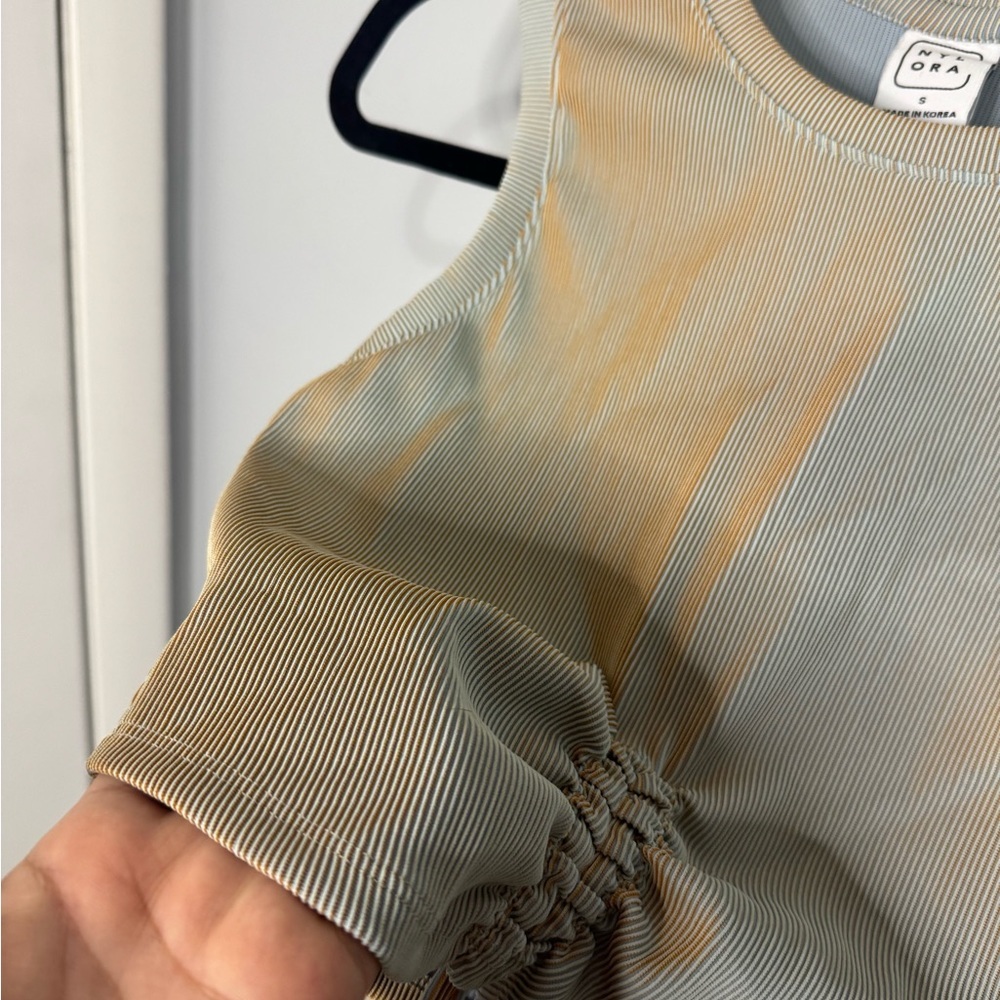 Nylora Women's Tan and Cream Crop Top - Picture 2 of 5